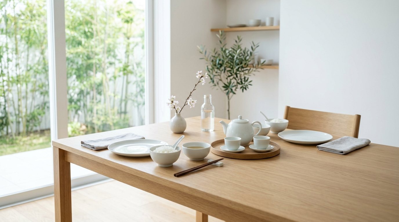 Tableware in a bright room