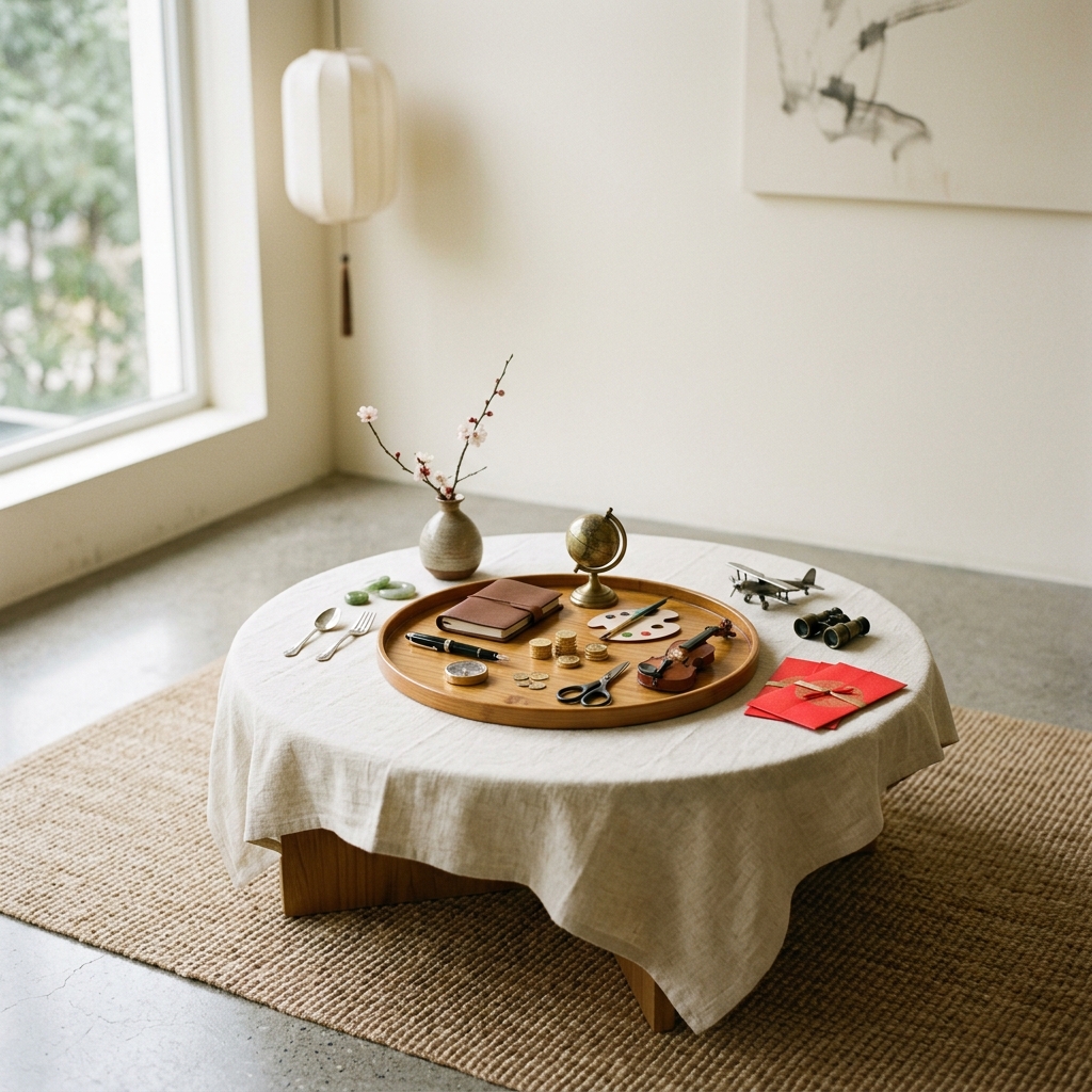 A modern zhuazhou tray on a table